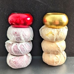 Large Napkin Rings (4) Red (4) Gold. Never Used!